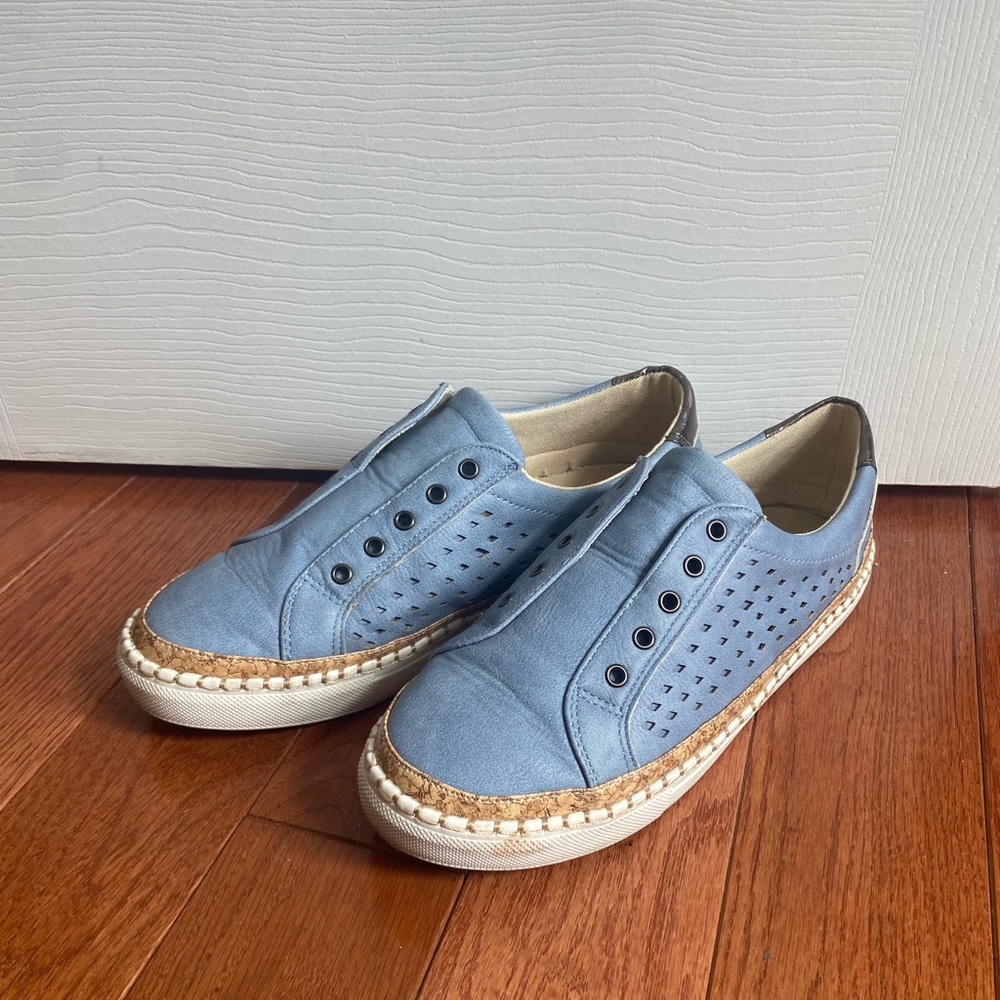 Blue slip on shoes for summer